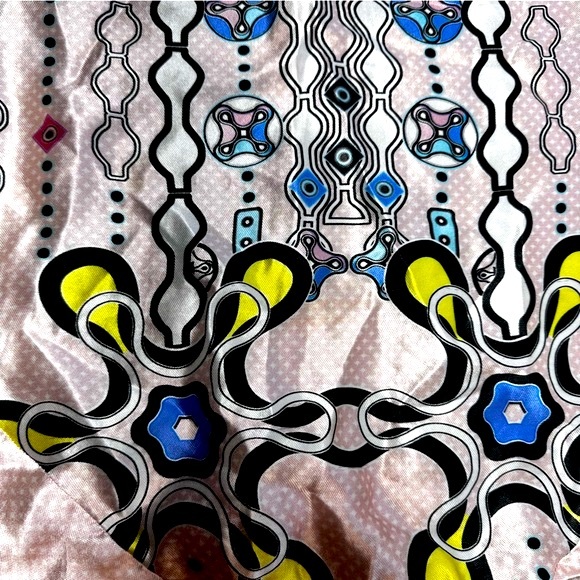 Peter Pilotto Pink Kia Blush Artsy Abstract 100% Silk Short Sleeve Shirt Size 6 - Picture 6 of 13